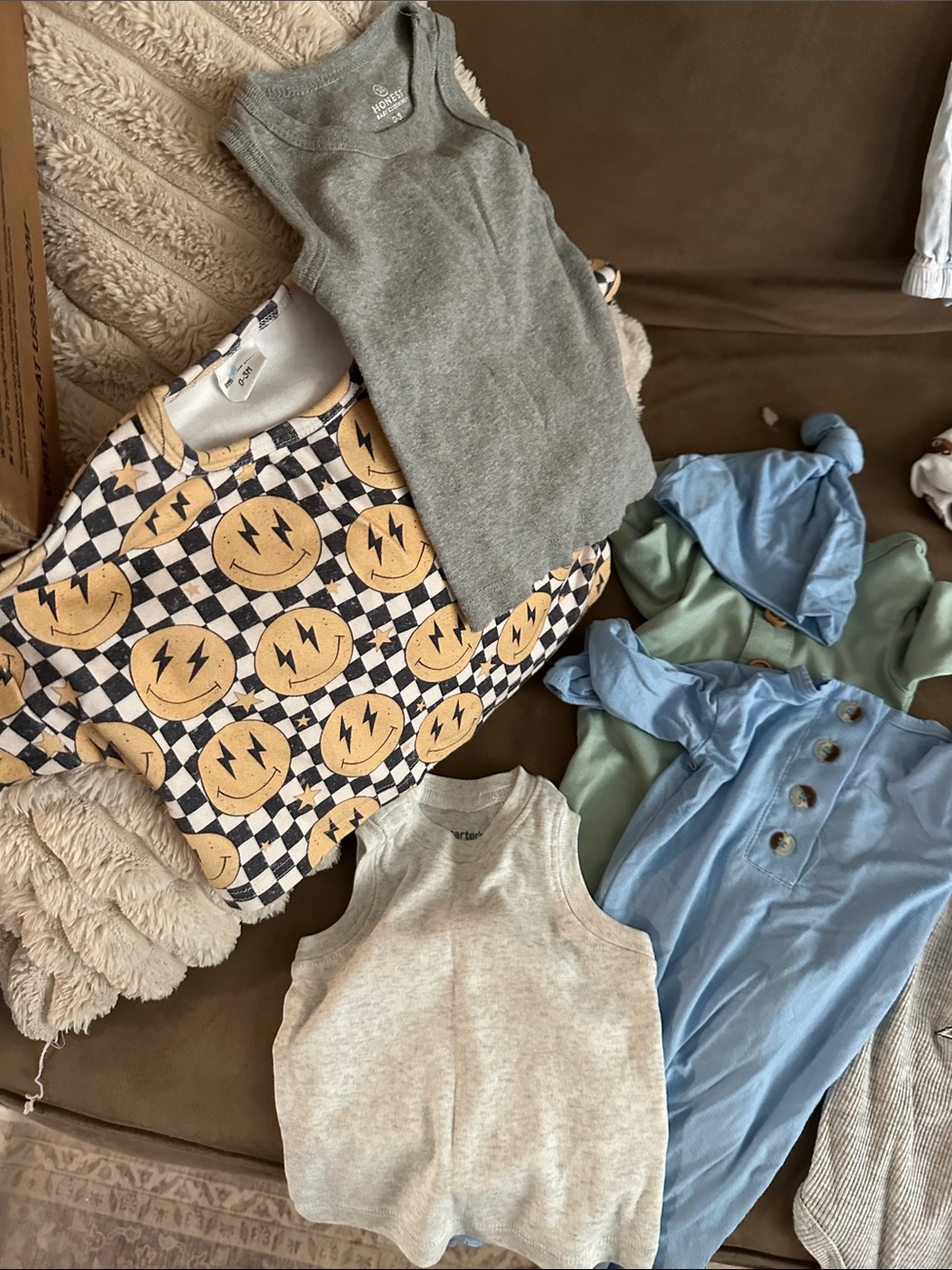 Size 0-3 Boys Bundle with NEWBORN overalls